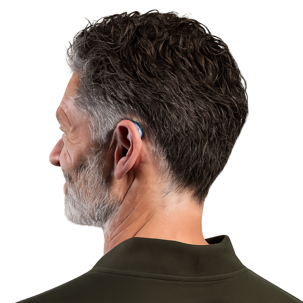 Man wearing Oticon hearing aid